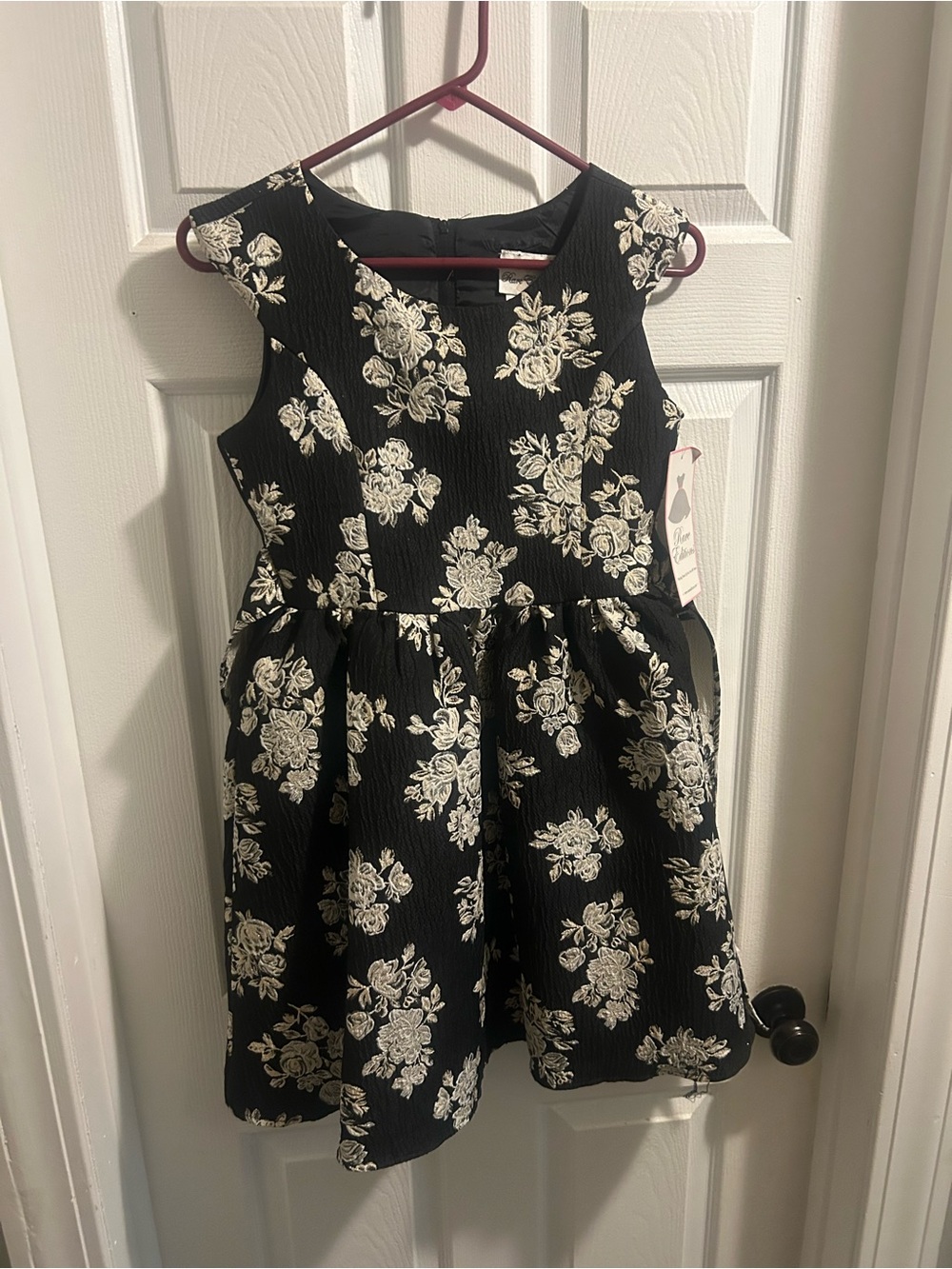Rare Editions Black Floral A-Line Dress